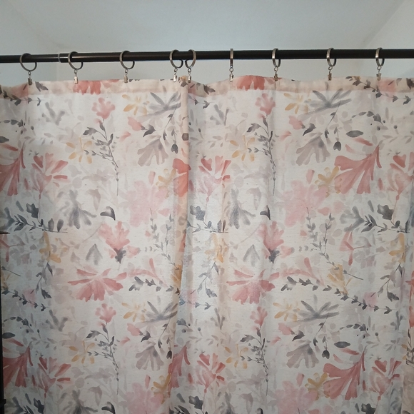 Floral Shower Curtain in Pink and Gray - Picture 1 of 3